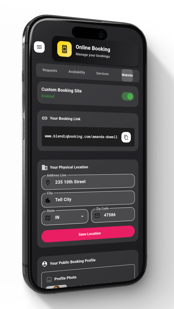 Online Booking app screen